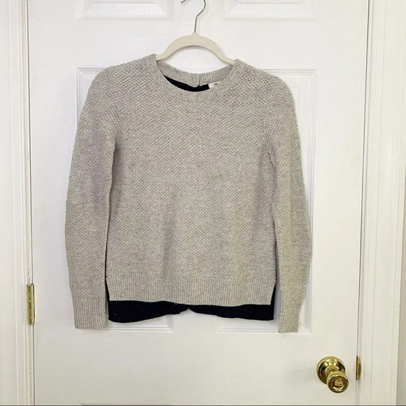 MADEWELL Backroad Button Back Colorblock Navy Gray Sweater‎ - Picture 2 of 7